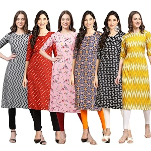 Pinkmint Womens Crepe Digital Print Straight Kurta