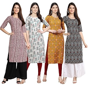 Pinkmint Womens Crepe Digital Print Straight Kurta