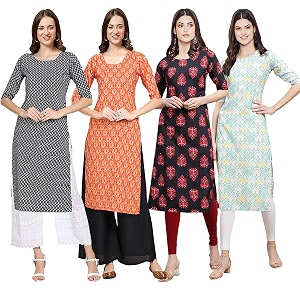 Pinkmint Womens Crepe Digital Print Straight Kurta
