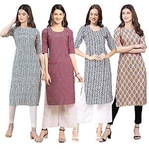 Pinkmint Womens Crepe Digital Print Straight Kurta