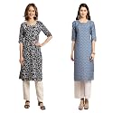 Pinkmint Women39s Crepe Digital Print Straight Kurta