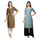 Pinkmint Women39s Crepe Digital Print Straight Kurta