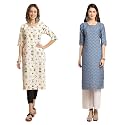 Pinkmint Women39s Crepe Digital Print Straight Kurta