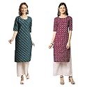 Pinkmint Women39s Crepe Digital Print Straight Kurta