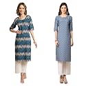 Pinkmint Women39s Crepe Digital Print Straight Kurta