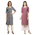 Pinkmint Women39s Crepe Digital Print Straight Kurta