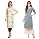 Pinkmint Women39s Crepe Digital Print Straight Kurta