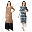 Pinkmint Women39s Crepe Digital Print Straight Kurta
