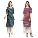 Pinkmint Women39s Crepe Digital Print Straight Kurta