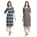 Pinkmint Women39s Crepe Digital Print Straight Kurta