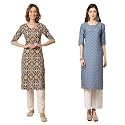 Pinkmint Women39s Crepe Digital Print Straight Kurta