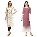 Pinkmint Women39s Crepe Digital Print Straight Kurta