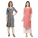 Pinkmint Women39s Crepe Digital Print Straight Kurta