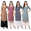 Pinkmint Women39s Crepe Digital Print Straight Kurta