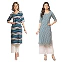 Pinkmint Women39s Crepe Digital Print Straight Kurta