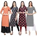 Pinkmint Women39s Crepe Digital Print Straight Kurta