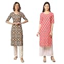 Pinkmint Women39s Crepe Digital Print Straight Kurta