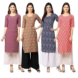 Pinkmint Womens Crepe Floral Regular Kurta