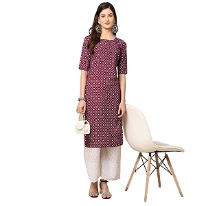 Pinkmint Womens Crepe Floral Regular Kurta