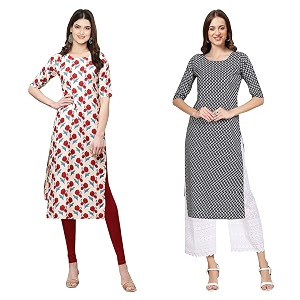 Pinkmint Womens Crepe Floral Regular Kurta
