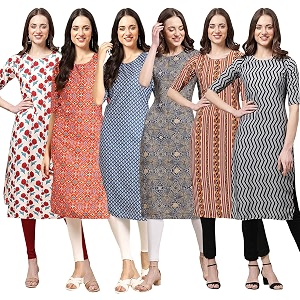 Pinkmint Womens Crepe Floral Regular Kurta