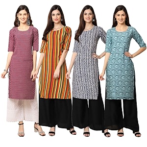 Pinkmint Womens Crepe Floral Regular Kurta