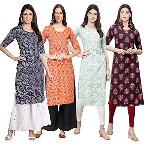 Pinkmint Womens Crepe Floral Regular Kurta