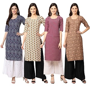 Pinkmint Womens Crepe Floral Regular Kurta