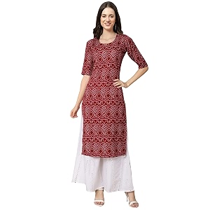 Pinkmint Womens Crepe Floral Regular Kurta
