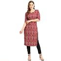 Pinkmint Women39s Crepe Floral Regular Kurta