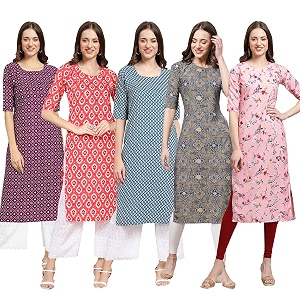 Pinkmint Womens Crepe Regular Kurta