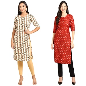 Pinkmint Womens Crepe Regular Kurta