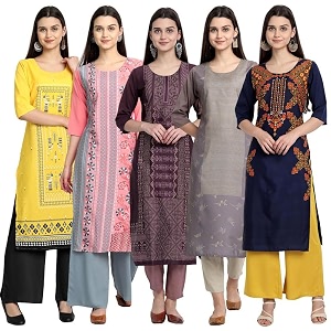 Pinkmint Womens Printed Kurti for Womens Round