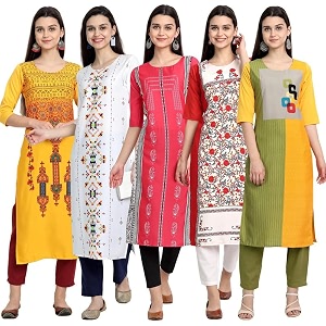 Pinkmint Womens Printed Kurti for Womens Round