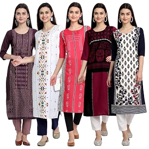 Pinkmint Womens Printed Kurti for Womens Round