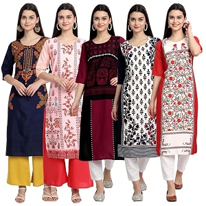 Pinkmint Womens Printed Kurti for Womens Round