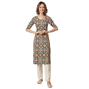 Pinkmint Womens Crepe Multicolor Ethnic Motif Printed