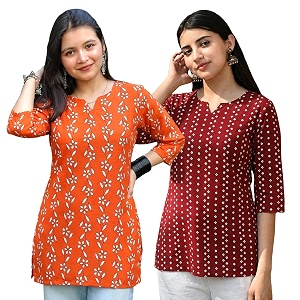 Pinkmint Womens Cotton Blend Printed Short Kurti