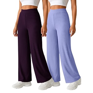 pinkmint womens palazzo pants high waist  wide leg stretchable trousers  elastic waist flared pants  casual office travel lounge stylish comfortable bottom wear