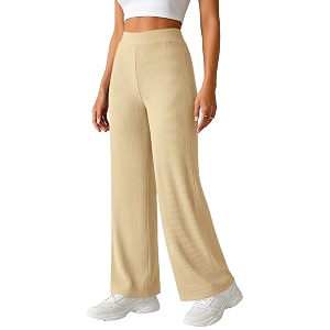pinkmint womens palazzo pants high waist  wide leg stretchable trousers  elastic waist flared pants  casual office travel lounge stylish comfortable bottom wear