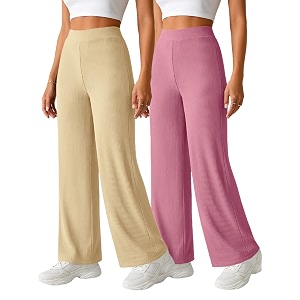 pinkmint womens palazzo pants high waist  wide leg stretchable trousers  elastic waist flared pants  casual office travel lounge stylish comfortable bottom wear