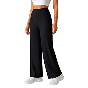 pinkmint womens palazzo pants high waist  wide leg stretchable trousers  elastic waist flared pants  casual office travel lounge stylish comfortable bottom wear
