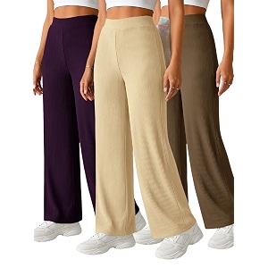 pinkmint womens palazzo pants high waist  wide leg stretchable trousers  elastic waist flared pants  casual office travel lounge stylish comfortable bottom wear