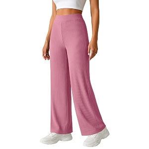 pinkmint womens palazzo pants high waist  wide leg stretchable trousers  elastic waist flared pants  casual office travel lounge stylish comfortable bottom wear