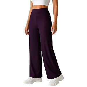 pinkmint womens palazzo pants high waist  wide leg stretchable trousers  elastic waist flared pants  casual office travel lounge stylish comfortable bottom wear