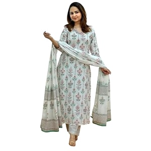 Pinkmint Womens Cotton Blend Anarkali Kurta Set