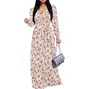 PinkPatty Women's Long Sleeve Maxi Dress Plus Size Trendy Wedding Guest Dress with Pockets&amp;Belt