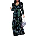 PinkPatty Women's Long Sleeve Maxi Dress Plus Size Trendy Wedding Guest Dress with Pockets&amp;Belt