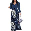 PinkPatty Women's Long Sleeve Maxi Dress Plus Size Trendy Wedding Guest Dress with Pockets&amp;Belt