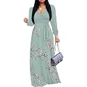PinkPatty Women's Long Sleeve Maxi Dress Plus Size Trendy Wedding Guest Dress with Pockets&amp;Belt